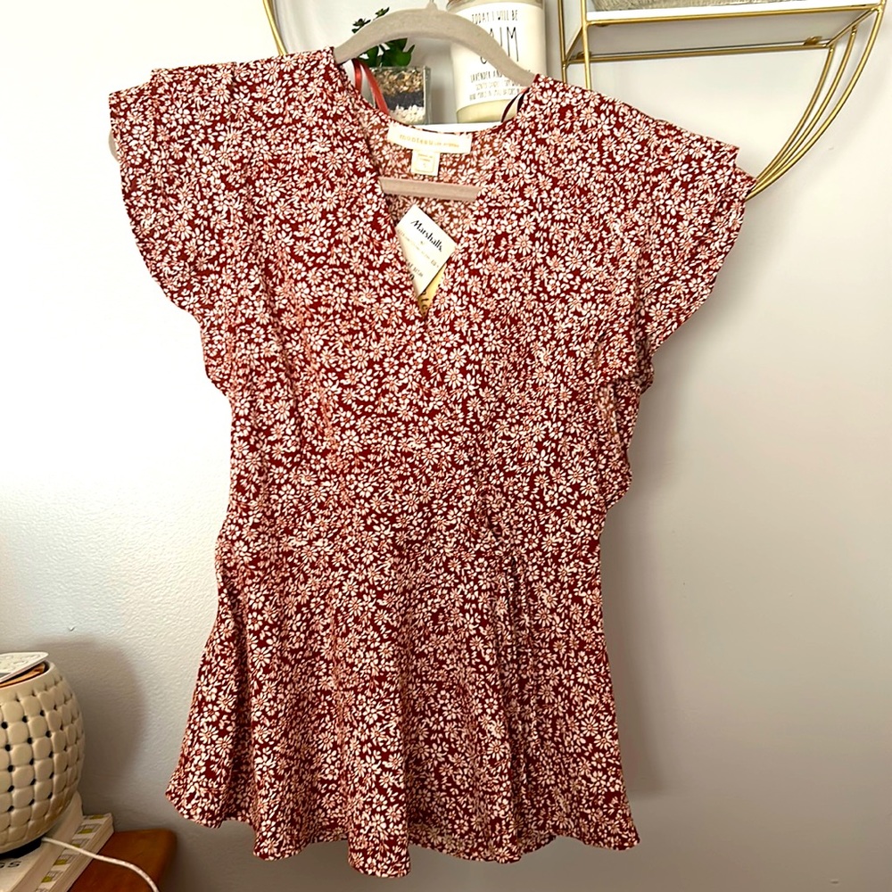 Floral Maroon and White Formal T